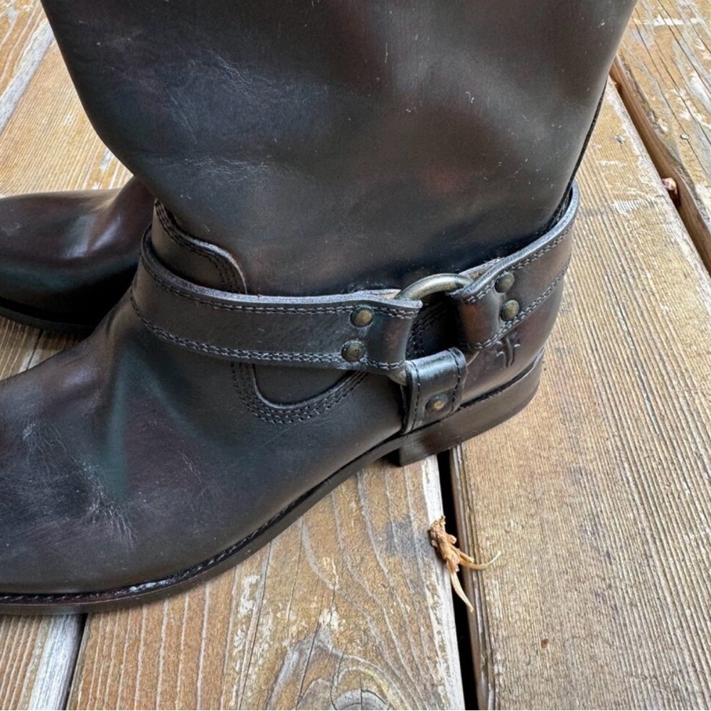 NWT FRYE Melissa Harness Wide Calf Inside Zip Dark Brown Boots in Women's 9B - Picture 5 of 13